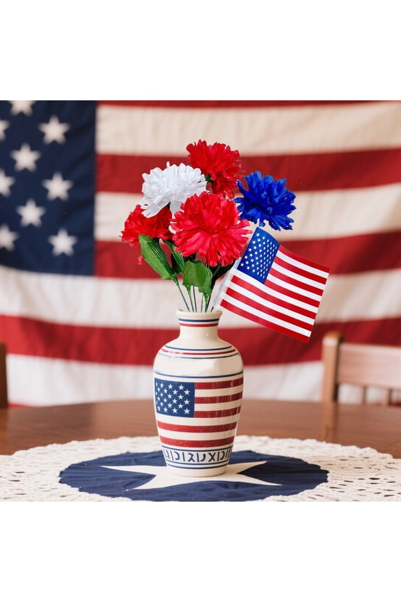Artificial Memorial Flowers Independence Day Red White and Blue Simulation Flowers Silk Flowers Fake Flowers Holiday Party Dress Up Props Red