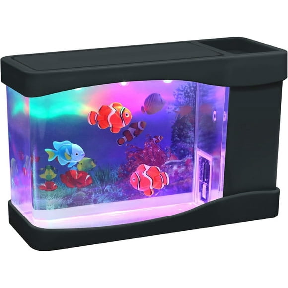 Artificial Mini Aquarium A Sensory Multi Colored LED Swimming Fish Tank with Bubbles
