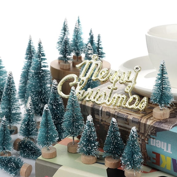 Artificial Mini Christmas Tree, 55PCS Bottle Brush Christmas Tree, Small Sisal Trees with Wooden Bases for Xmas Holiday Decor