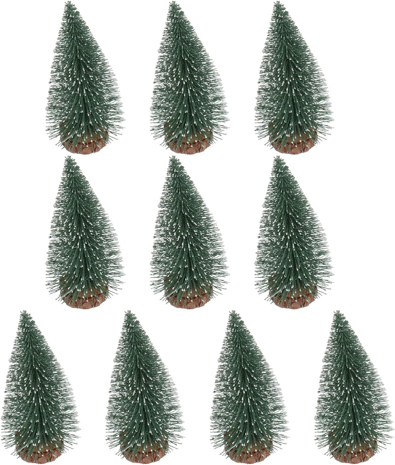 Artificial Mini Christmas Trees 10Pcs 10Cm Snow Covered Pine Christmas