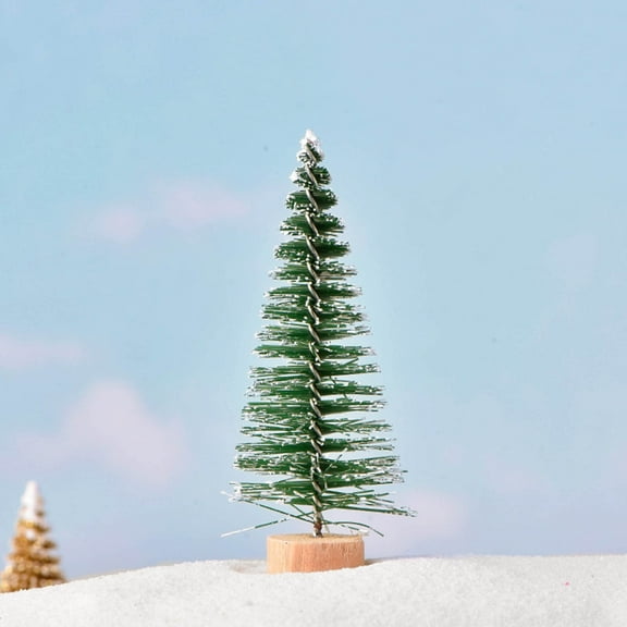 Artificial Mini Christmas Trees, Miniature Pine Trees Sisal Trees with Wood Base Tabletop Christmas Tree