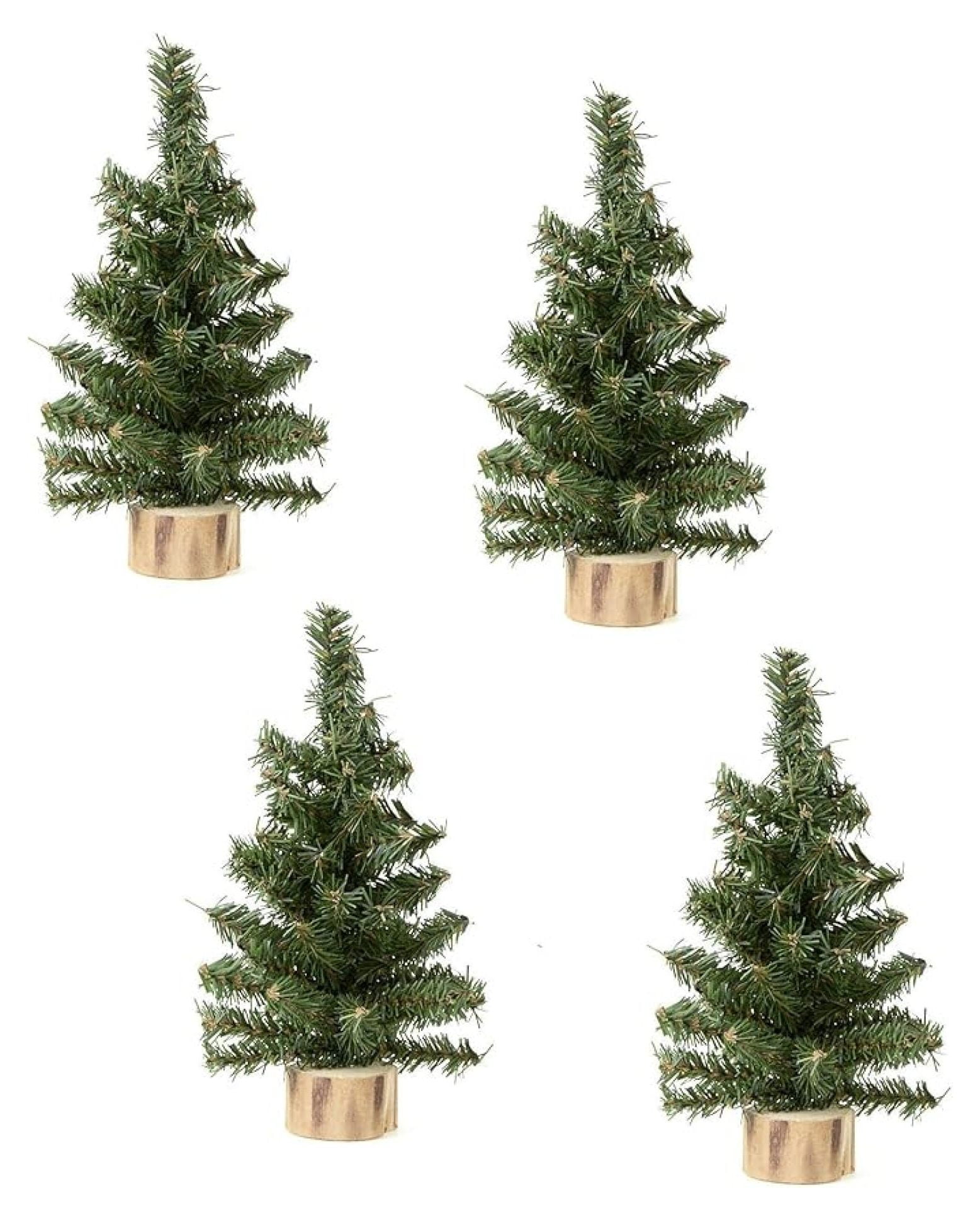 Artificial Mini Christmas Trees - Pack of 4, 8 Inch Canadian Pine Trees ...