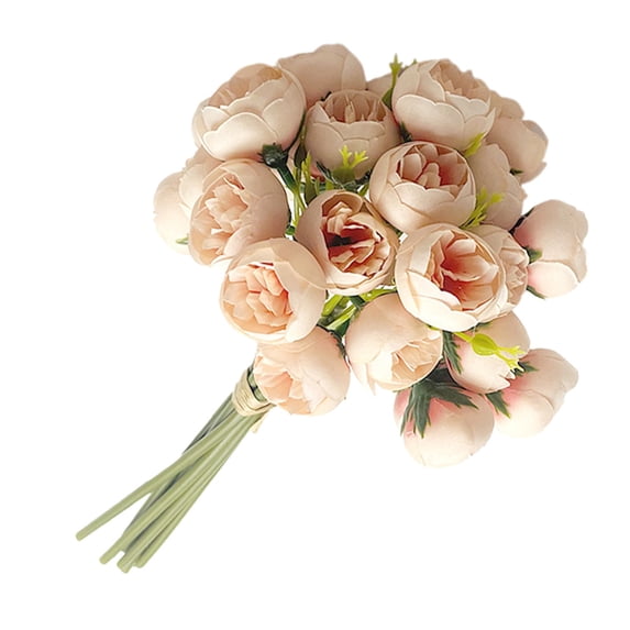 Artificial Mini Peony Bouquet, 11.4 In Silk Small Rose Bud Flower Bundle, Faux Tea Rose Floral Arrangement for Wedding Table Centerpiece Farmhouse Bedroom Vase Home Decor,27PCS,Watermelon Red