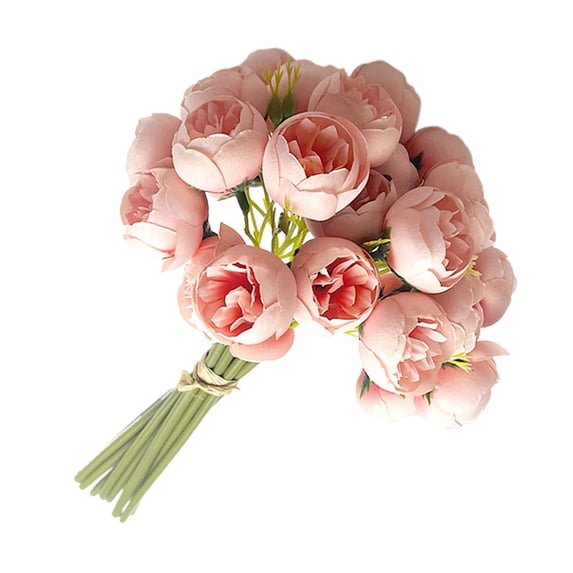 Artificial Mini Peony Bouquet, 11.4 In Silk Small Rose Bud Flower Bundle, Faux Tea Rose Floral Arrangement for Wedding Table Centerpiece Farmhouse Bedroom Vase Home Decor,27PCS,Complexion