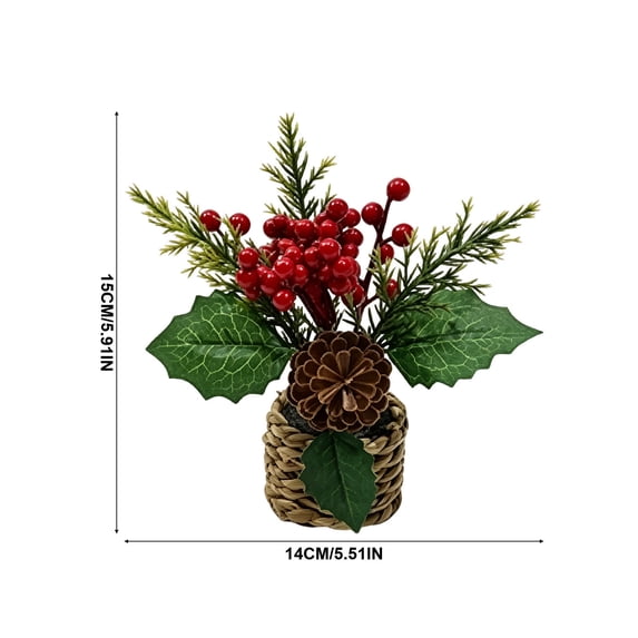 Artificial Mini Potted Poinsettia Arrangement Christmas Tabletop Plant Decor Holiday Home Accent Design A