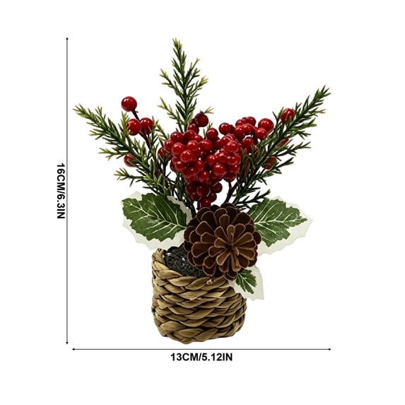 Artificial Mini Potted Poinsettia Arrangement Christmas Tabletop Plant Decor Holiday Home Accent Design B