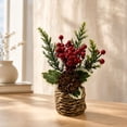 thumbnail image 1 of Artificial Mini Potted Poinsettia Arrangement Christmas Tabletop Plant Decor Holiday Home Accent Design D, 1 of 5
