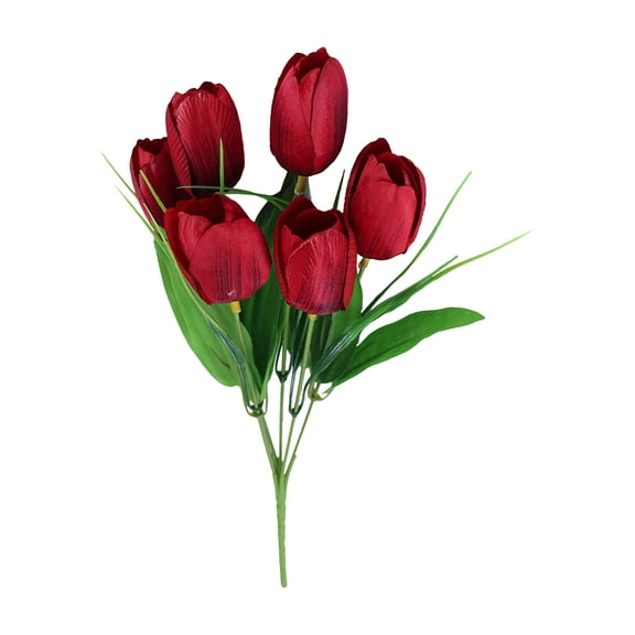 Artificial Mini Tulip Bouquets, Silk Faux Floral Arrangements, Real Touch Tulip Blooms for Wedding Centerpieces, Home Table & Party Decorative Floral Accents,, C, 16in