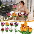 thumbnail image 1 of Artificial Mini Tulips Silk Flowers Bouquet - Faux Tulip Stems for Wedding Flower Arrangements, Home Office Decoration Centerpieces, Allergy-Friendly, 1 Piece, 1 of 9