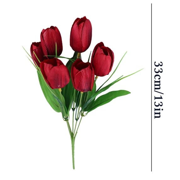 Artificial Mini Tulips Silk Flowers Realistic Faux Tulip Bouquet for ...