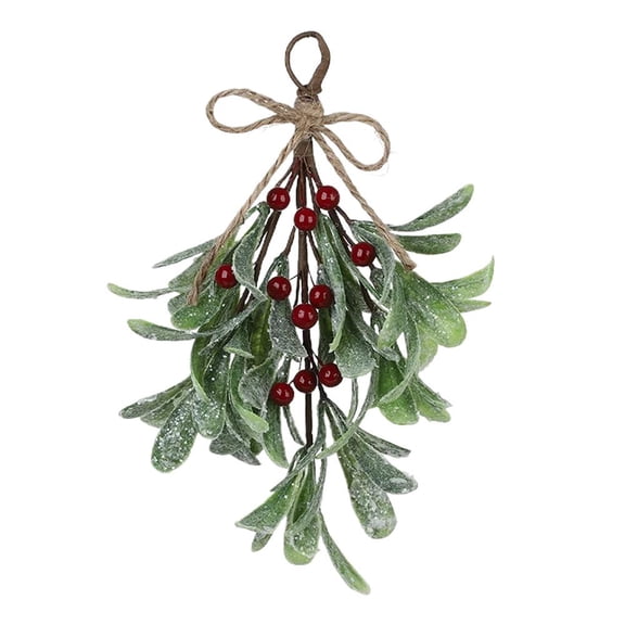 Artificial Mistletoe Christmas Ornament, Fake Holiday Mistletoe Decor for Tree Hanging, 9 inch