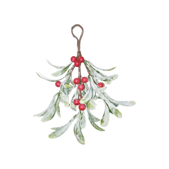 Artificial Mistletoe Frosted Mistletoe Decoration for Doorway Hanging Mistletoe Christmas Ornament Kissing Ball Artificial Glitter Leaf Hanging Decoration for Couple