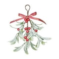 thumbnail image 1 of Artificial Mistletoe Frosted Mistletoe Decoration for Doorway Hanging Mistletoe Christmas Ornament Kissing Ball Artificial Glitter Leaf Hanging Decoration for Couple, 1 of 8