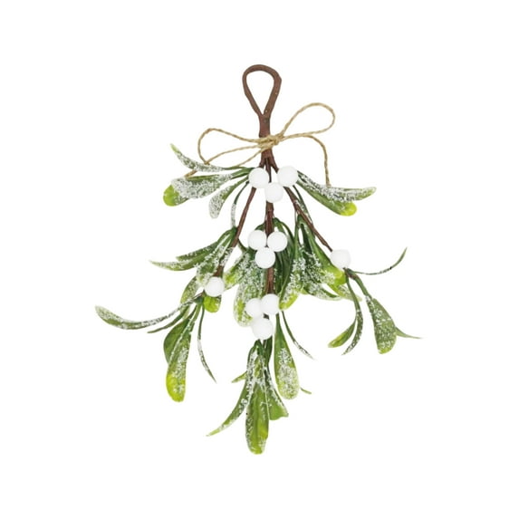 Artificial Mistletoe Frosted Mistletoe Decoration for Doorway Hanging Mistletoe Christmas Ornament Kissing Ball Artificial Glitter Leaf Hanging Decoration for Couple