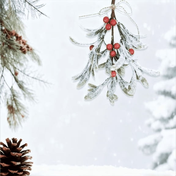 Artificial Mistletoe Pick Buffalo Plaid Bow White Berries Mistletoe Kissing Ball Christmas Mistletoe Hanging Ornament Christmas Tree Ornaments for Christmas Party Tree Decorations,A1pcs