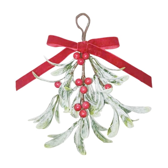 Artificial Mistletoe Picks, Easter Mistletoe Decoration with Red Berries, Artificial Mistletoe Floral Stems, Mistletoe Hanging Ornament for Home Wedding Xmas Decor