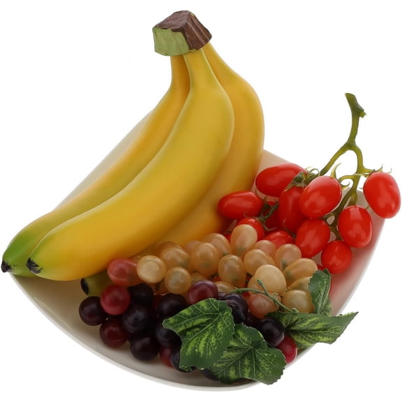 Artificial Mixed Fruit Decoration Set of Fake Realistic Banana Cherry Tomato Grape Bunches Food Kitchen Toy