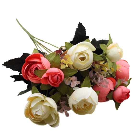 Artificial Mixed Rose Bouquet Stems, Faux Floral Branches for Spring Easter Decor, Wedding Centerpieces & Table Arrangements