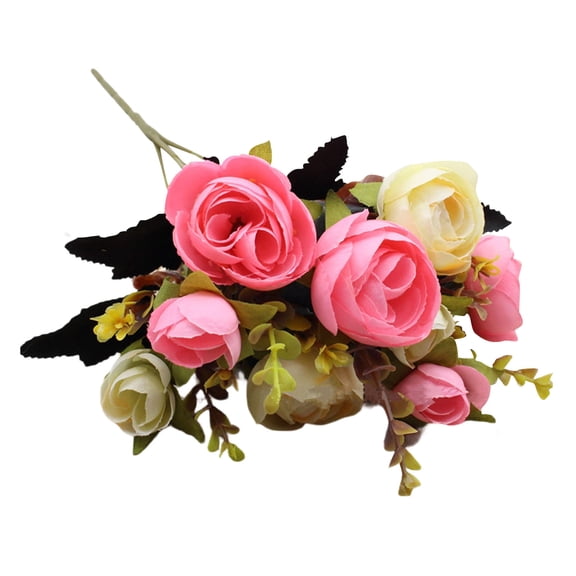 Artificial Mixed Rose Bouquet Stems, Faux Floral Branches for Spring Easter Decor, Wedding Centerpieces & Table Arrangements