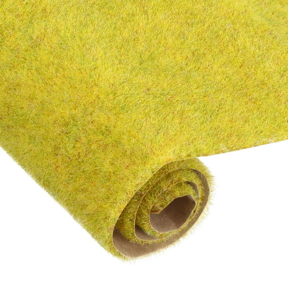 Uxcell 2pcs Artificial Grass Mat Small Realistic Fake Turf for Garden Lawn Decoration Model Golden Yellow 3" x 10"