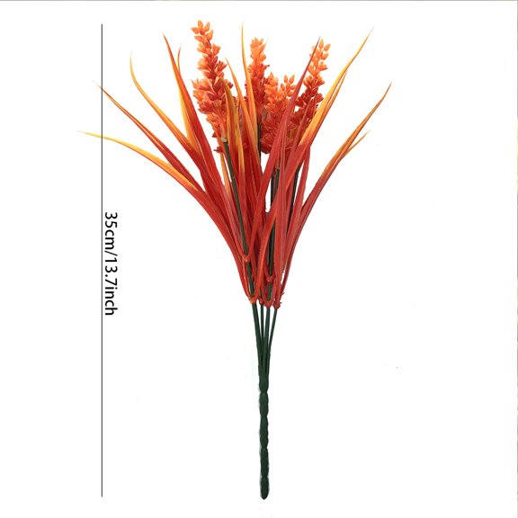 Artificial Monkey Grass 7-Stem Fall Plant 15-Inch Outdoor Indoor Decor Rural Style Greenery for Garden Patio Tabletop