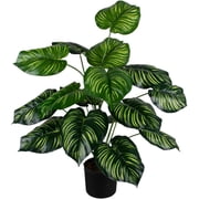 Artificial Monstera Deliciosa Plant 18 Leaves Artificial Tropical Monstera  Faux Fake Monstera Turtle Leaf Tropical Large Palm Tree Leaves Plant Outdoor UV Resistant Plastic Plants A