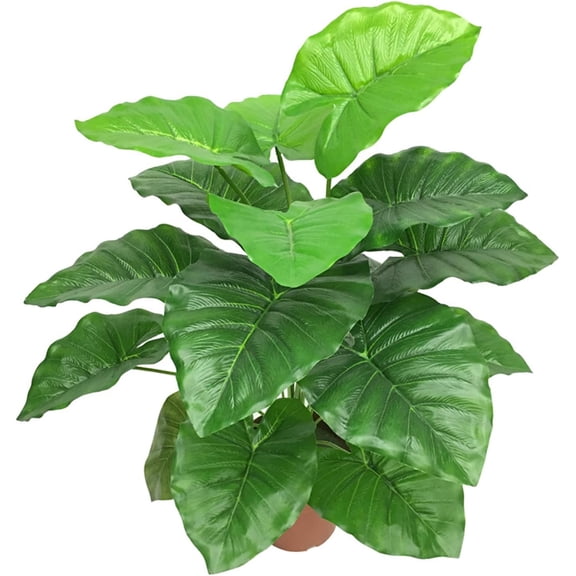 Artificial Monstera Deliciosa Plant,18 Leaves Artificial Tropical Monstera, Faux Fake Monstera Turtle Leaf Tropical Large Palm Tree Leaves Plant Outdoor UV Resistant Plastic Plants (A)