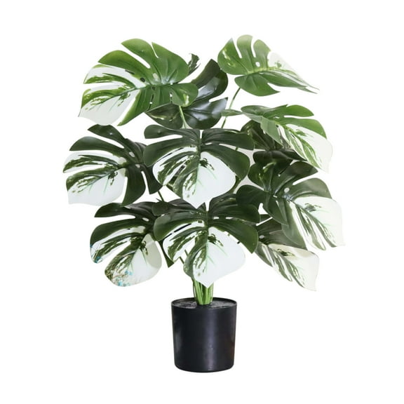 Artificial Monstera Plants, Fake Tropical Turtle Leaf Greenery Shrubs Decor Plant Faux Palm Tree Leaves Stems for Outdoor Indoor Decor Home Garden Party Wedding Bedroom Room Office Decoration