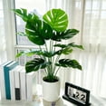 thumbnail image 1 of Artificial Monstera Potted Plant 24.8 in, Fake Green Turtle Leaf Tree with Black Pot for Office, Desk, Living Room Home Decor, 1 of 7
