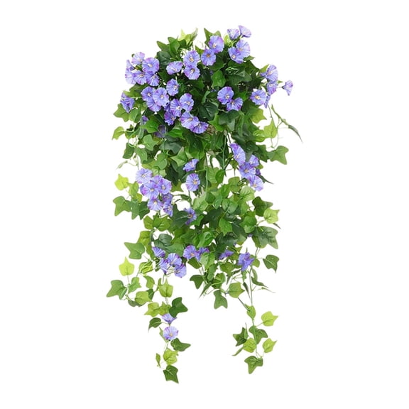 Artificial Morning Glory Blooms, Cosmug Faux Petunia Hanging Flowers, Realistic and Weatherproof, for Outdoor Spring Decor, Garden, Yard and Home Decoration (Blue)