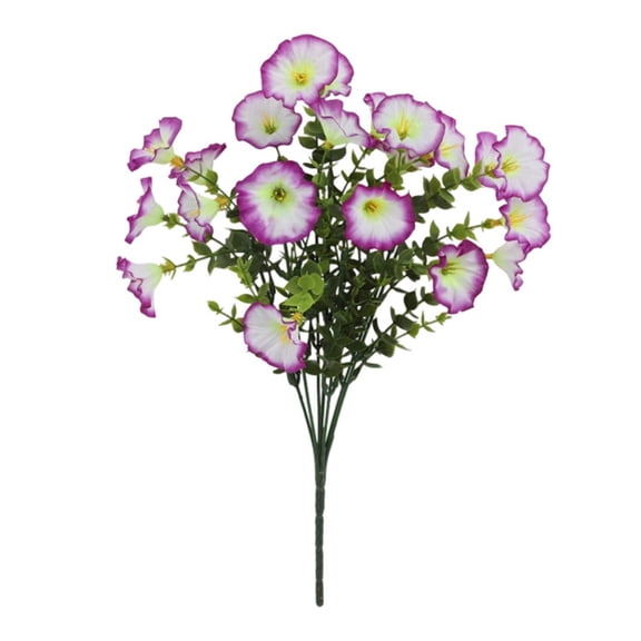Artificial Morning Glory Bouquet Realistic Faux Wild Flower Arrangement Weather‑Resistant Grave Memorial Decor Artificial Flowers for Cemetery Tombstone Outdoor Memorial Decoration 13.8 in