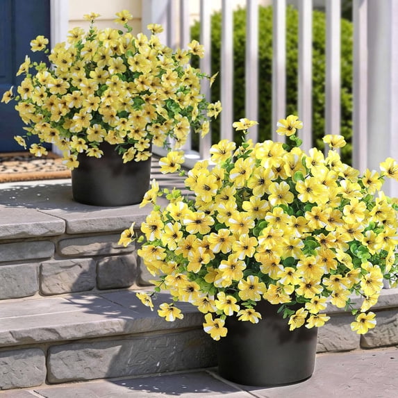 Artificial Morning Glory &amp; Eucalyptus Topiary Trees - Set of 2 Faux ...