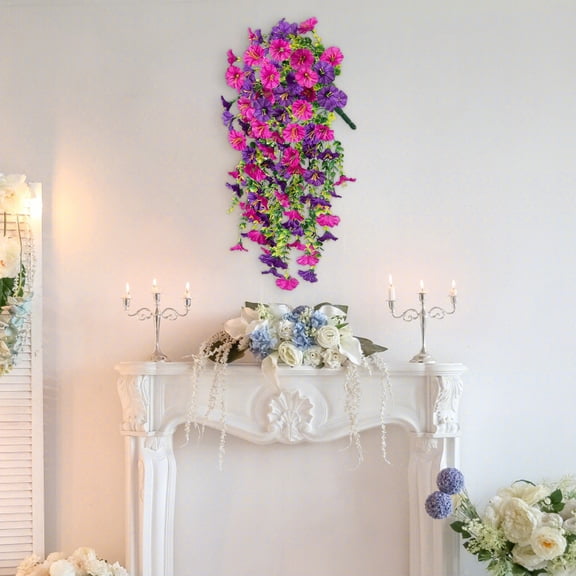 Artificial Morning Glory Flower Rattan, Fake Flower Garland with Green Leaves,for Wall Decor, Wedding, Cottagecore, Indoor & Outdoor Home Decoration,75cm