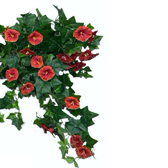 Artificial Morning Glory Flower Vines, 1 Bouquet 25.59 inches Hanging Plants Silk Garland Fake Green Plant Home Garden Wall Fence Stairway Outdoor Wedding Hanging Baskets Decor, 12 Branch, 28 Flowers
