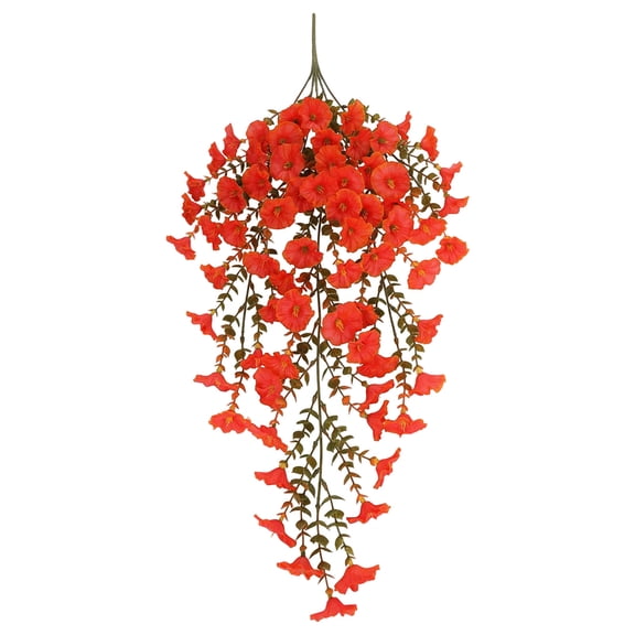 Artificial Morning Glory Flower Wall Hanging Basket - Durable Plastic & Silk, Cascading Design for Indoor/Outdoor Decor, No Maintenance Needed, Perfect for Garden, Patio, Wedding Arch