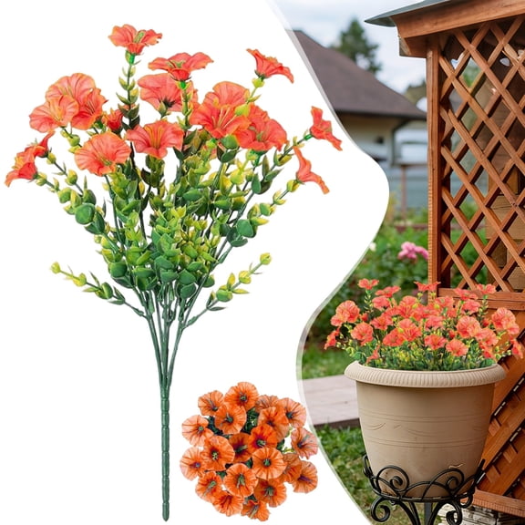 Artificial Morning Glory Flowers Colorful Faux Floral Bush For Outdoor Porch Patio Garden Spring Summer Decor