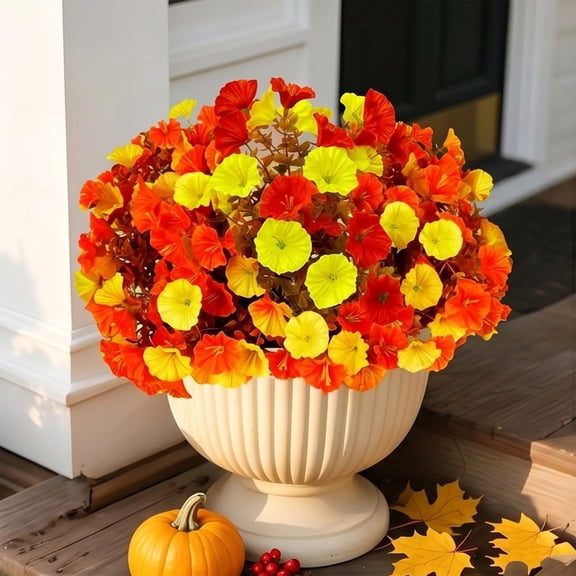 Artificial Morning Glory Flowers,Fall Garden Stake for Planter,Porch,Yard,Patio,Flower Bed,Home Decor,15.7 in