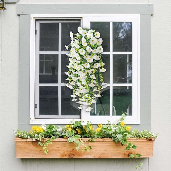 Artificial Morning Glory Hanging Vine 29.5 Inch - Faux Flower Wall Decor for Living Room - Fake Plant for Wedding Ceiling