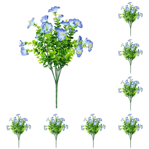 Artificial Morning Glory Plant, Outdoor Artificial Flowers for Planters, Realistic Colorful Mix Flowers for Patio, Porch, Yard Decor, Spring Summer Decoration, No Maintenance Fake Shrubs,12pc