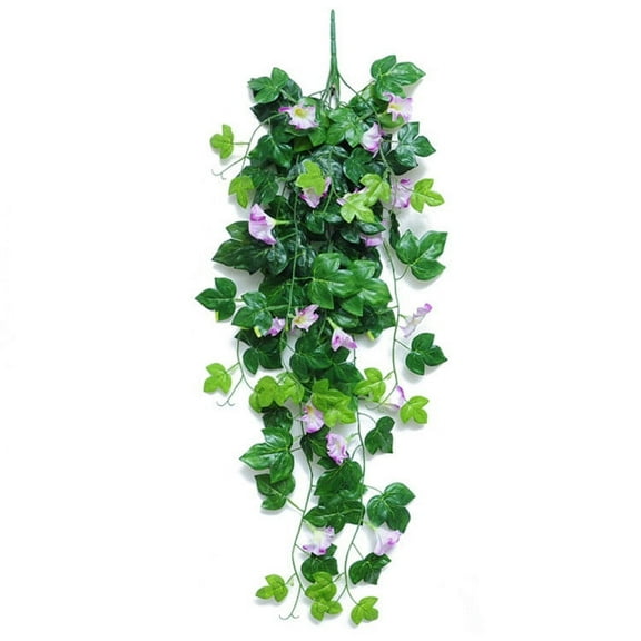 Artificial Morning Glory Silk Flower Wall Hanging with Leaves for Home Living Room Decor