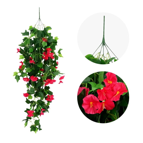 Artificial Morning Glory Trailing Hanging Vine Faux Floral Bush For Spring Wall Corridor Patio Balcony Wedding Aisle Yard Garden Decor