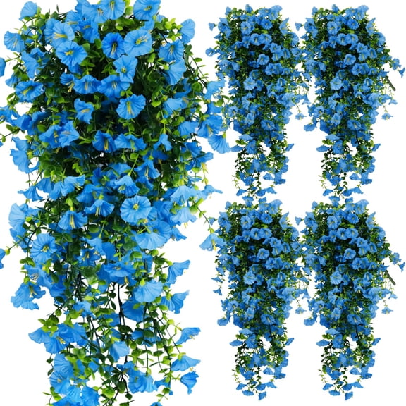 Artificial Morning Glory Vine, Fake Hanging Plants, Faux Hanging Plant Artificial Greenery For Living Room Bedroom Boho Wall Shelf Indoor Outdoor Decor