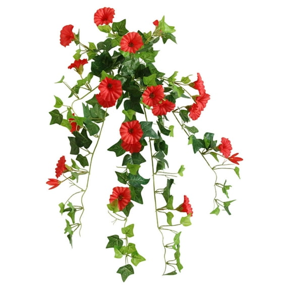 Artificial Morning Glory Wall Hanging Decoration | 12 Fork Petunia Silk Flowers | Realistic Lifelike Design | 23 Flowers + 2 Buds | 65.5cm Long | Indoor Outdoor Decor | Multiple Colors Available