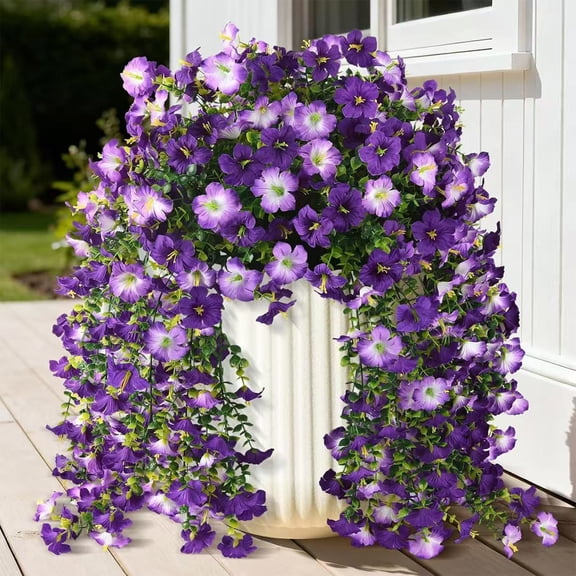 Artificial Morning Glory Wall Hanging, Faux Climbing Vine Greenery Decor, Hanging Floral Vine Plant, Wall Decor for Home Indoor Outdoor Garden Balcony Decoration