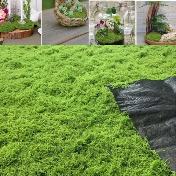 Artificial Moss Grass Lawn,Simulation Plant Lichen Faux Moss Sheet,Easy to Install & Maintain,1pack,Crafts Decor for Garden,Courtyard,Light Green