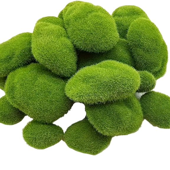 Artificial Moss Rocks Aquarium Decor Green Flocked Pebble Ornaments for Terrariums Home Decor