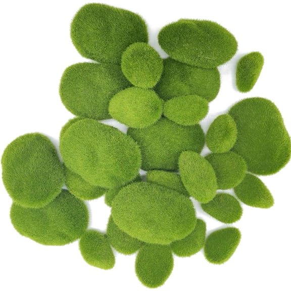 Artificial Moss Rocks Decorative, Green Moss Balls, Moss Stones, Green Moss Covered Stones, Fake Moss Decor for Floral Arrangements, Fairy Gardens and Crafting