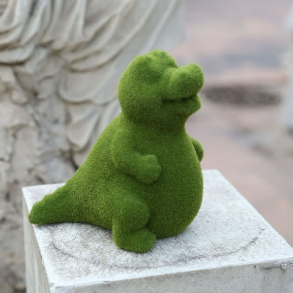 Artificial Moss Rocks, Dog Shape Faux Green Moss Covered Stones, Dog Topiary, Flocked Puppy Ornament Green Fuzzy Flocked Animals Turf Grass Animal Flocking for Home