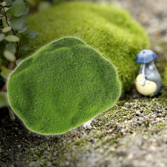 Green Artificial Moss Rocks for Decor Bright Fuzzy Stones in Varying Sizes L