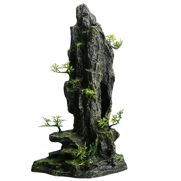 Artificial Mountain View Stone Aquarium Ornament, 14.4'' Tall, For Fish and Shrimp Hiding, Play, Rest